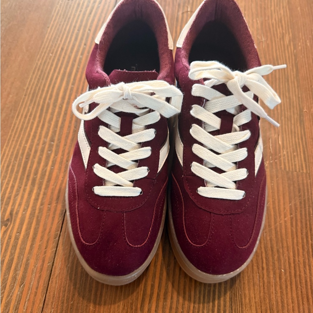 Madden Girl Burgundy and White Athletic Sneakers